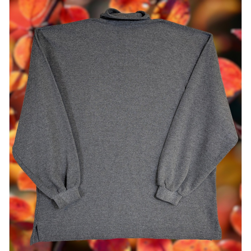 Bugle Boy Vintage Mens XL Oversized Thermal Waffle Knit Polo Shirt Charcoal Grey - Picture 3 of 6